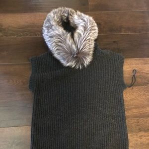 Michael Kors Cashmere/Wool Fox Trimmed Sweater
